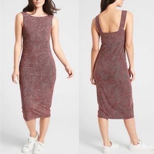Athleta Santorini Midi Printed Dress Modal Woodblock Texture Cinnamon Women’s XS